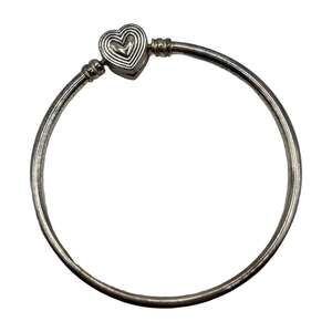 Pandora 593752C00 Radiating Heart Clasp Bangle Bracelet Sterling Silver - 9.26g